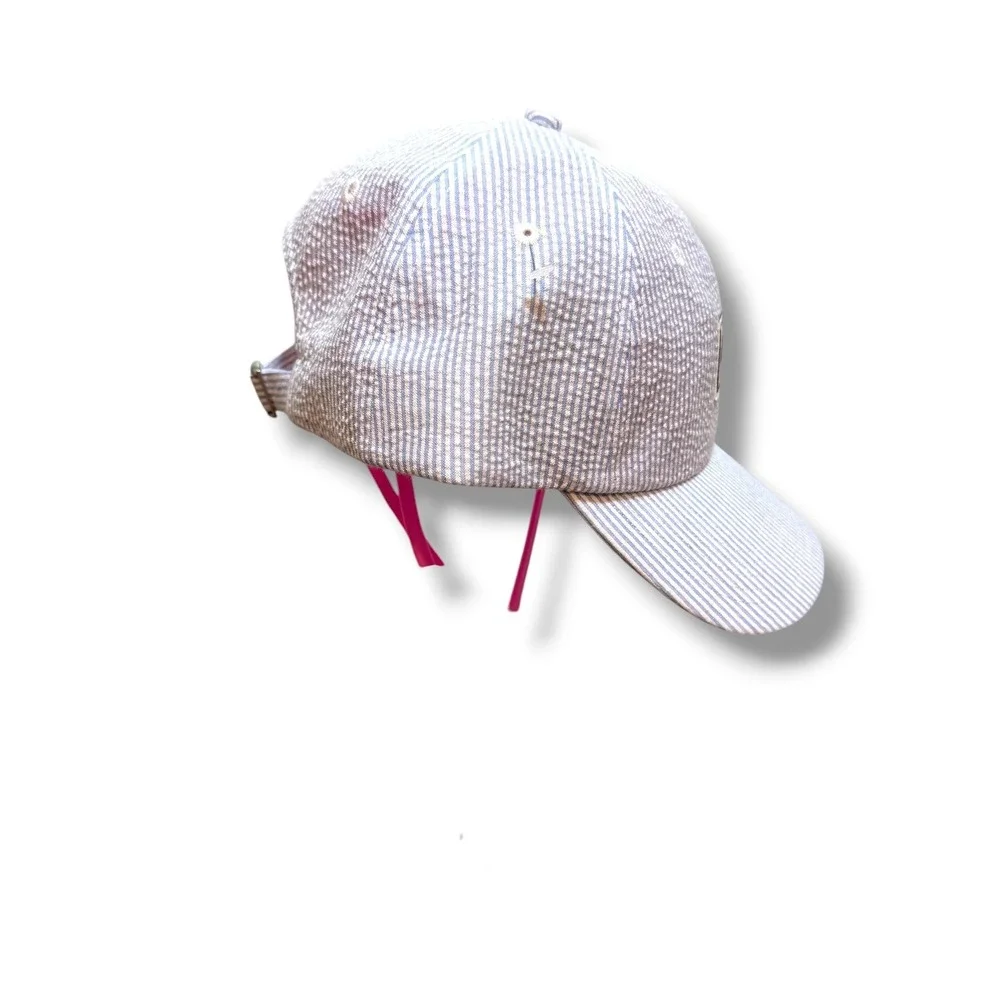 Herschel Supply Co Hat Unisex OS Blue White Seersucker Stripe Strapback Cap NWOT